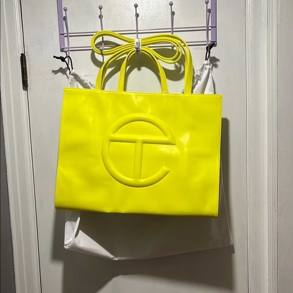New NWT TELFAR large shopping bag highlighter yellow